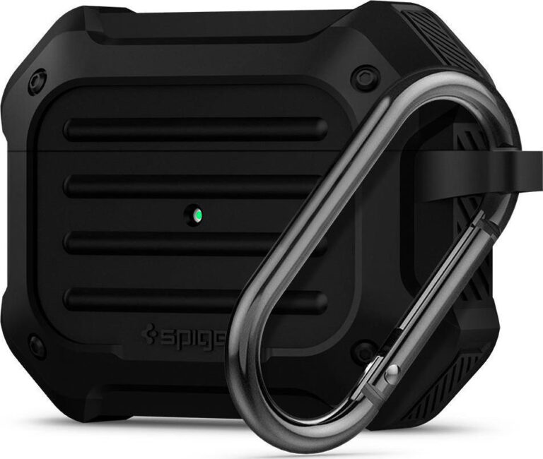 Spigen Tough Armor Θήκη Σιλικόνης με Γάντζο σε Μαύρο χρώμα για Apple AirPods Pro