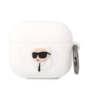 Karl Lagerfeld Karl Head 3D Θήκη Σιλικόνης με Γάντζο σε Λευκό χρώμα για Apple AirPods 3