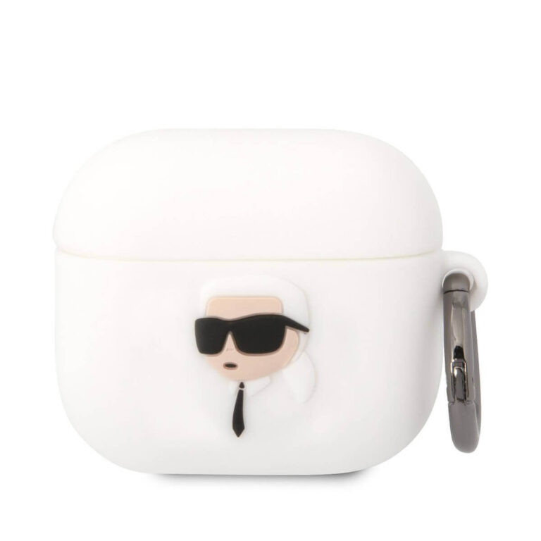 Karl Lagerfeld Karl Head 3D Θήκη Σιλικόνης με Γάντζο σε Λευκό χρώμα για Apple AirPods 3