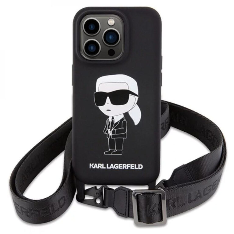 Karl Lagerfeld Back Cover Σιλικόνης / Πλαστικό με Λουράκι Μαύρο (iPhone 15 Pro Max)