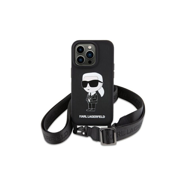 Karl Lagerfeld Back Cover Πλαστικό / Σιλικόνης με Λουράκι Μαύρο (iPhone 15)