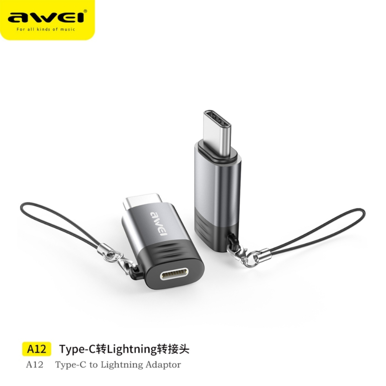 Awei Μετατροπέας USB-C male σε USB-C female Γκρι 1τμχ (08UNI4496)