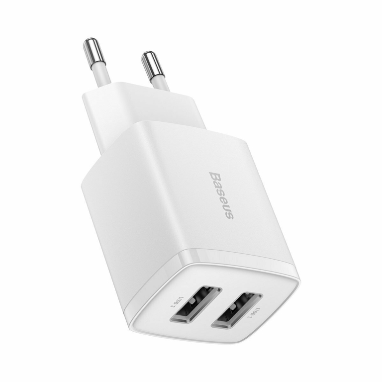 Baseus Φορτιστής Χωρίς Καλώδιο με 2 Θύρες USB-A 10.5W Λευκός