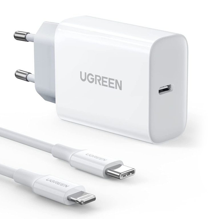 Ugreen Φορτιστής με Θύρα USB-C και Καλώδιο Lightning 20W Power Delivery / Quick Charge 4.0 Λευκός