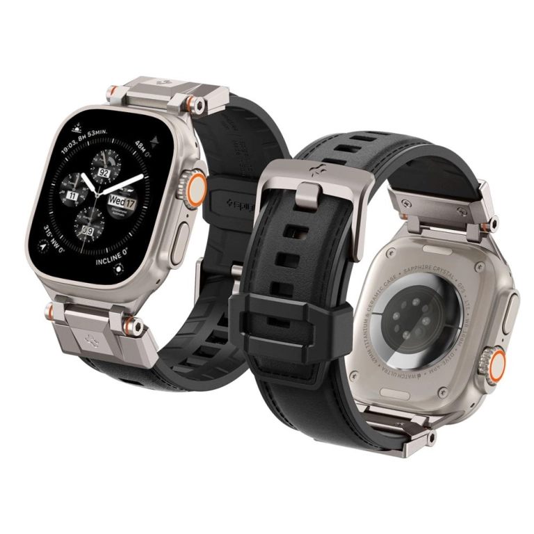 Spigen Durapro Armor PU Strap για Apple Watch 4/5/6/7/8/9/SE/Ultra 1/2 (42 / 44 / 45 / 49 mm) - Μαύρο