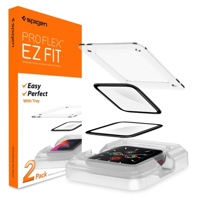 Spigen ProFlex EZ Fit Full Face Tempered Glass για το Apple Watch 44mm 2τμχ