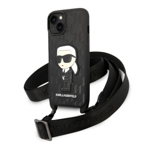 Karl Lagerfeld Monogram Ikonik Patch Back Cover Σιλικόνης με Λουράκι Μαύρο (iPhone 14)