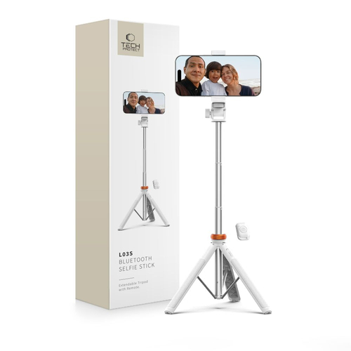 Tech-Protect L03s Selfie Stick Τρίποδο Κινητού Λευκό