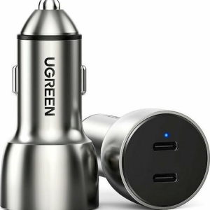 Ugreen CD213 Φορτιστής Αυτοκινήτου 40W 3A Γρήγορης Φόρτισης με Θύρες: 2xType-C Γκρι Χρώμα
