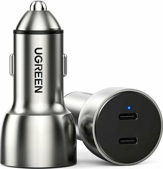 Ugreen CD213 Φορτιστής Αυτοκινήτου 40W 3A Γρήγορης Φόρτισης με Θύρες: 2xType-C Γκρι Χρώμα